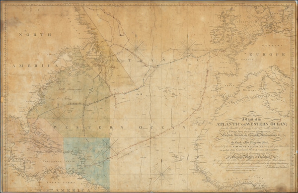 39-Atlantic Ocean, North America, Europe and Africa Map By William Faden