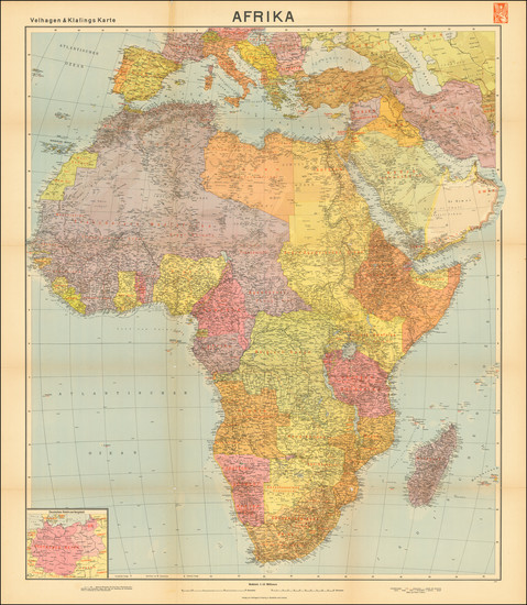 0-Africa and World War II Map By Velhagen & Klasing