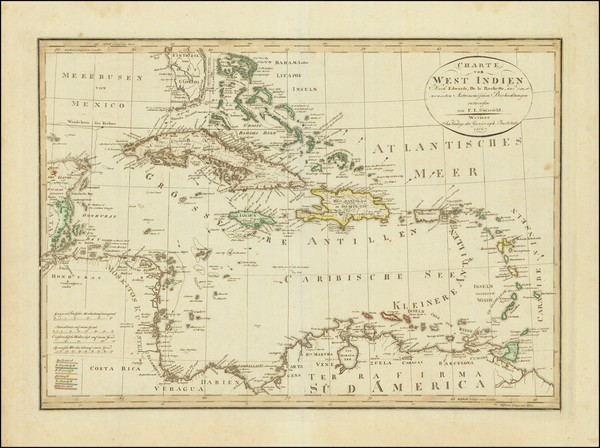 35-Florida, Caribbean and Central America Map By Franz Ludwig Gussefeld