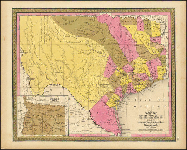 3-Texas Map By Samuel Augustus Mitchell