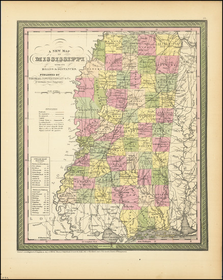 37-Mississippi Map By Thomas, Cowperthwait & Co.