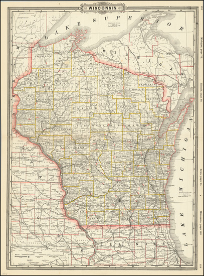 39-Wisconsin Map By George F. Cram