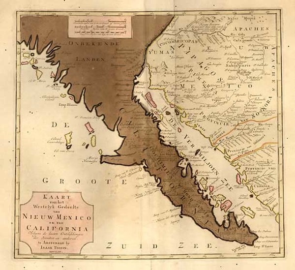 77-Southwest, Baja California and California Map By Issac Tirion