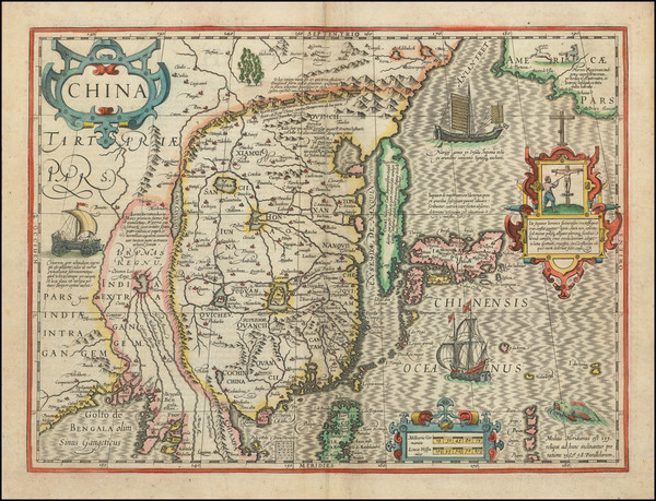 6-China, Japan and Korea Map By Jodocus Hondius