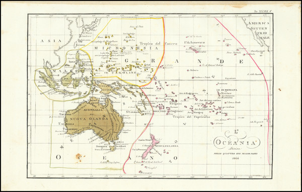 89-Oceania Map By Francesco Costantino Marmocchi