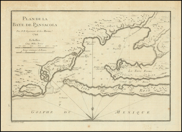 30-Florida Map By Jacques Nicolas Bellin