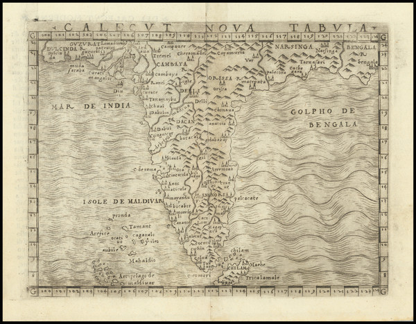 76-India Map By Giacomo Gastaldi