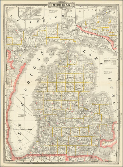 96-Michigan Map By George F. Cram