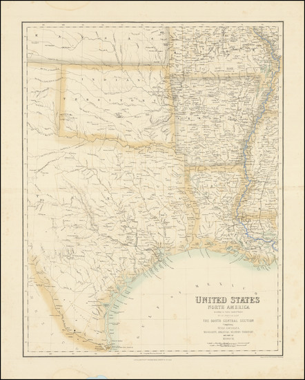 47-Louisiana, Arkansas, Texas, Kansas, Missouri and Oklahoma & Indian Territory Map By Archiba