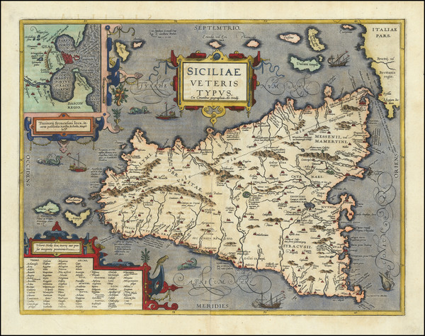 50-Sicily Map By Abraham Ortelius