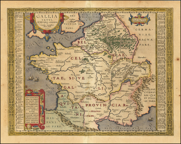 80-France Map By Abraham Ortelius