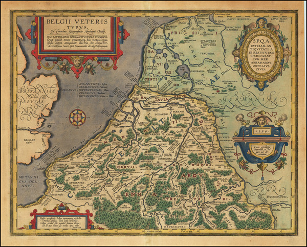 62-Netherlands and Belgium Map By Abraham Ortelius