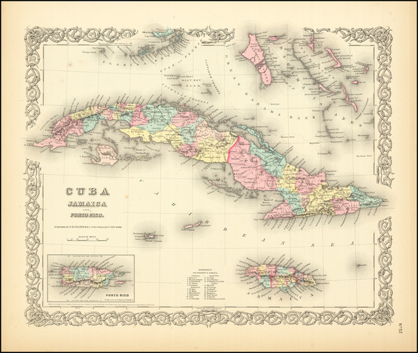 71-Cuba, Jamaica and Bahamas Map By Joseph Hutchins Colton