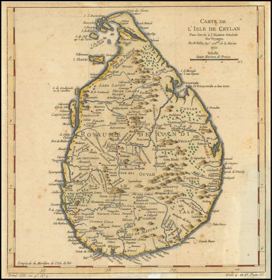 65-Sri Lanka Map By Jacques Nicolas Bellin