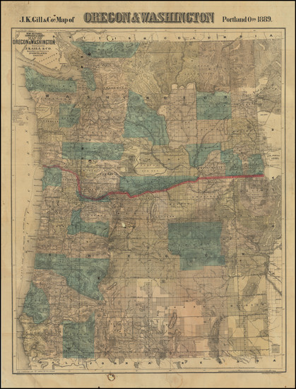 3-Oregon and Washington Map By J.K. Gill & Co.