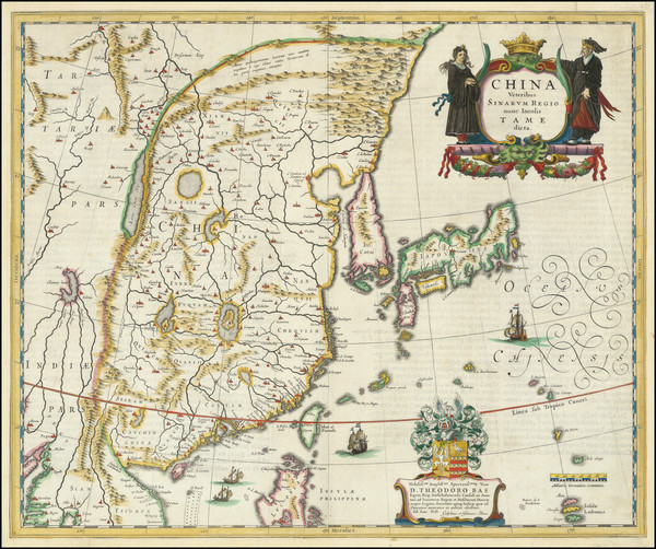 35-China and Korea Map By Willem Janszoon Blaeu  &  Johannes Blaeu