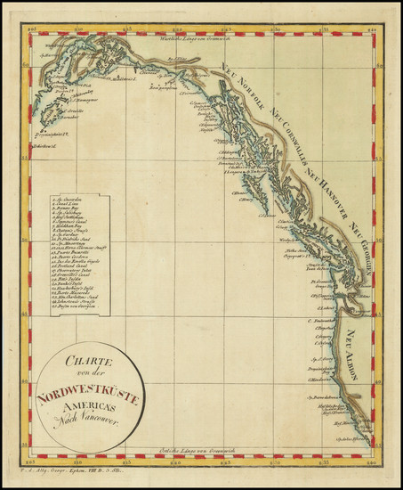 32-Oregon, Washington, Alaska, California and British Columbia Map By Franz Pluth