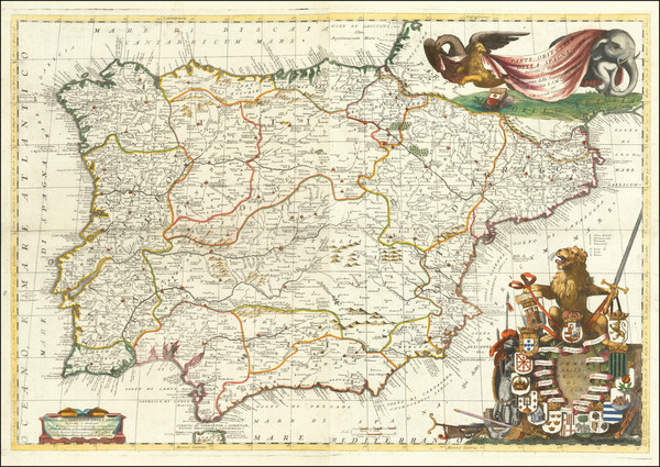 88-Spain and Portugal Map By Vincenzo Maria Coronelli