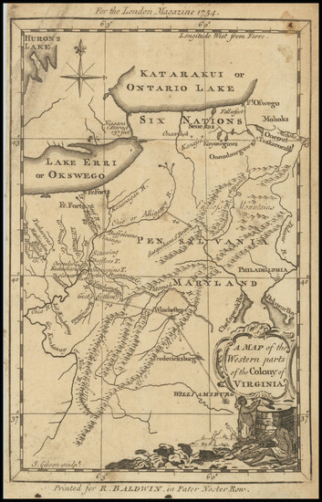 56-Mid-Atlantic, Pennsylvania, West Virginia, South, Virginia and Ohio Map By London Magazine