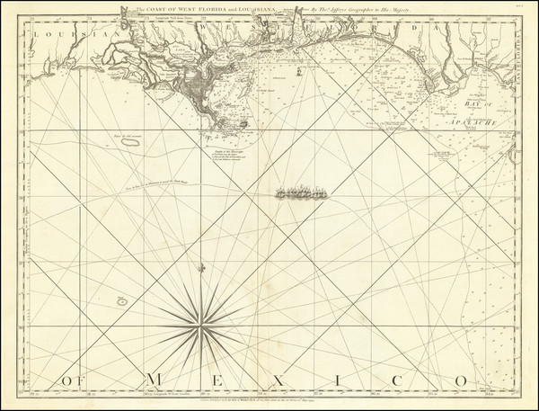 77-Florida, South, Louisiana, Alabama and Mississippi Map By Thomas Jefferys