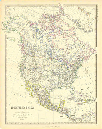 40-North America Map By W. & A.K. Johnston