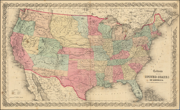 14-United States, Arizona and Nevada Map By Joseph Hutchins Colton