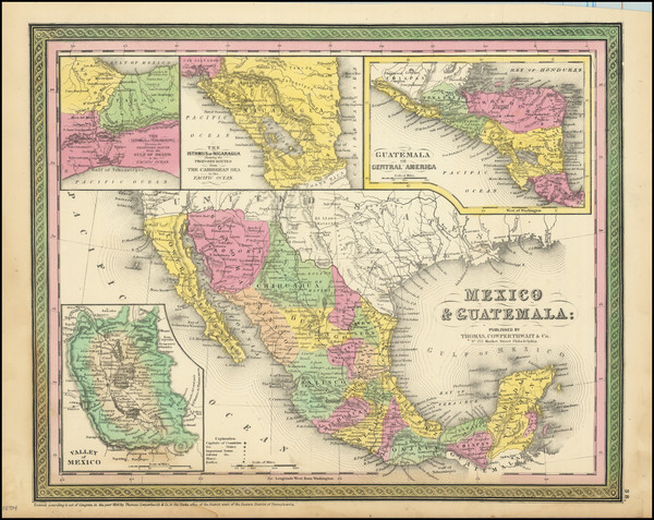 51-Texas, Southwest, Mexico and California Map By Thomas, Cowperthwait & Co.