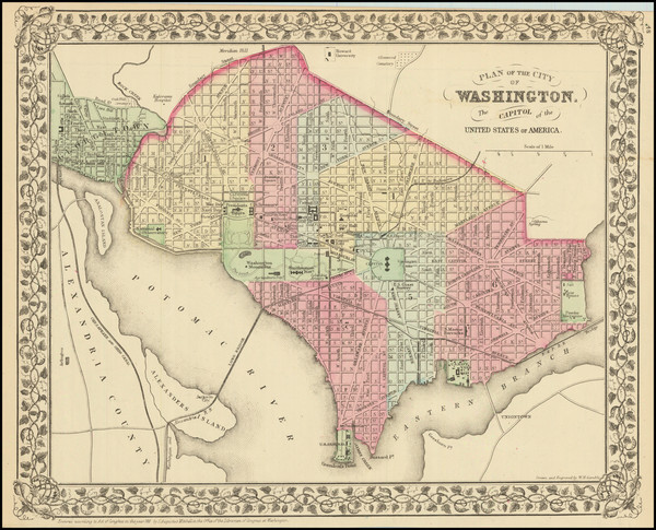 94-Washington, D.C. Map By Samuel Augustus Mitchell Jr.