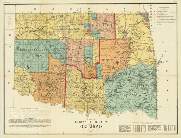 91-Oklahoma & Indian Territory Map By Julius Bien & Co.