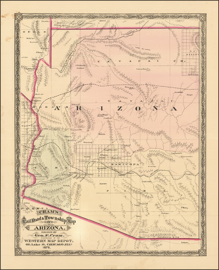 13-Arizona and New Mexico Map By George F. Cram