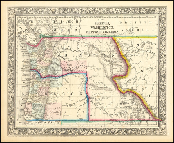 64-Idaho, Pacific Northwest, Oregon and Washington Map By Samuel Augustus Mitchell Jr.