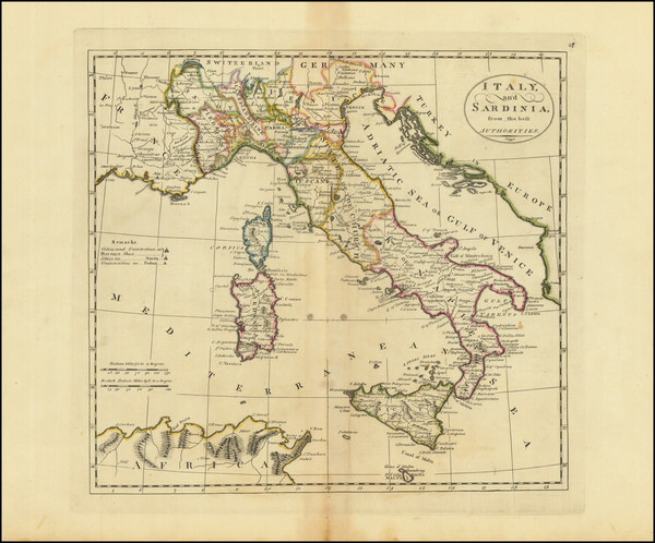 3-Italy Map By Mathew Carey