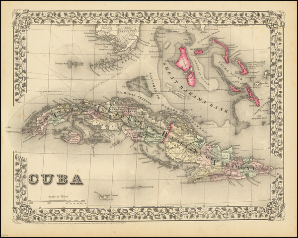 24-Cuba and Bahamas Map By Samuel Augustus Mitchell Jr.