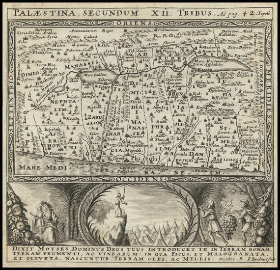 24-Holy Land Map By Jacob Sandrart