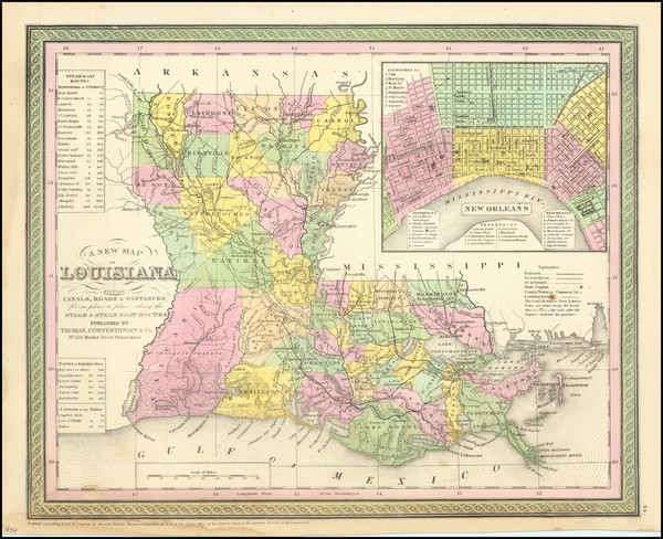 24-Louisiana and New Orleans Map By Thomas, Cowperthwait & Co.