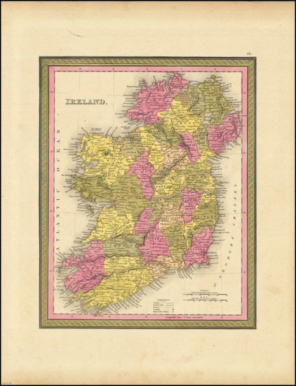 45-Ireland Map By Samuel Augustus Mitchell