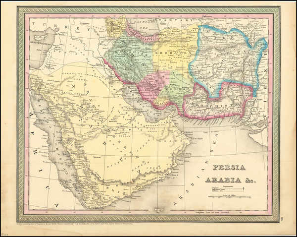 92-Middle East, Arabian Peninsula and Persia & Iraq Map By Thomas, Cowperthwait & Co.