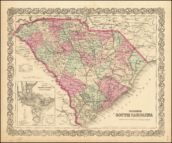 94-South Carolina Map By G.W.  & C.B. Colton