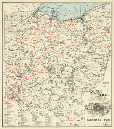 20-Ohio Map By Columbus Lithograph Co.