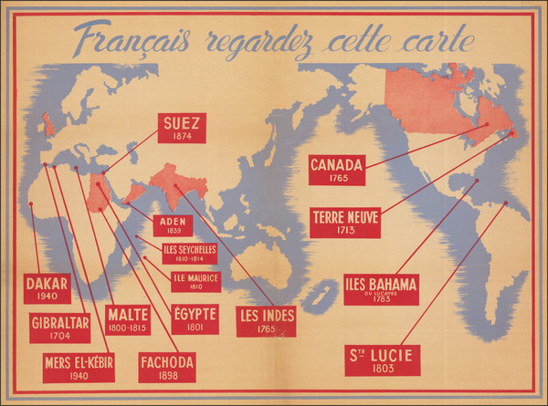 85-World and World War II Map By Anonymous