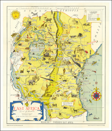 1-East Africa and Pictorial Maps Map By D.O. Mathews / East Africa Tourist Travel Association