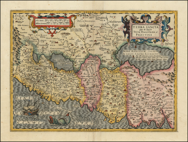 35-Holy Land Map By Jodocus Hondius