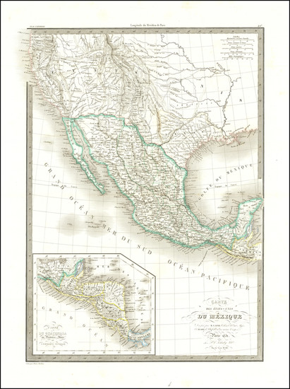 38-Texas, Southwest, Arizona, New Mexico, Rocky Mountains and California Map By Alexandre Emile La