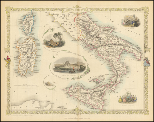 17-Southern Italy, Corsica, Sardinia and Sicily Map By John Tallis