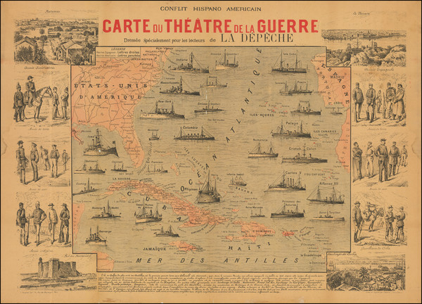 83-Atlantic Ocean, United States, Caribbean and America Map By La Depeche