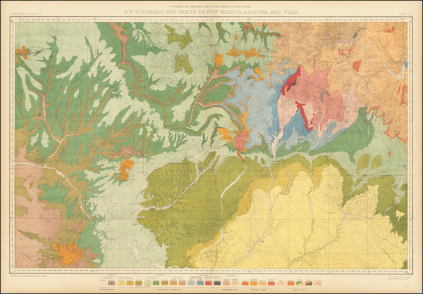 83-Arizona, Colorado, Utah, New Mexico, Colorado and Utah Map By Ferdinand Vandeveer Hayden