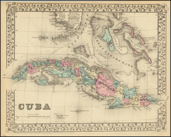 33-Cuba and Bahamas Map By Samuel Augustus Mitchell Jr.