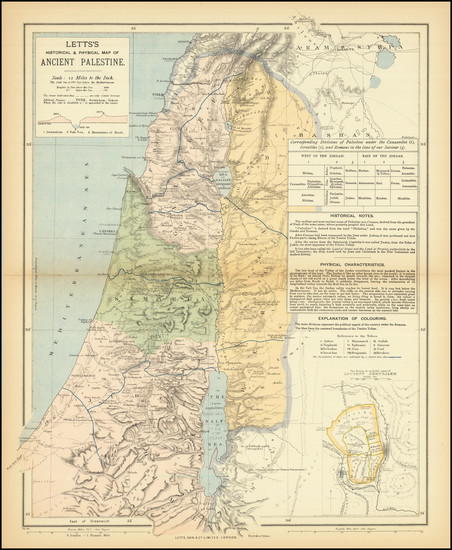 35-Holy Land Map By Letts, Son & Co. Limited