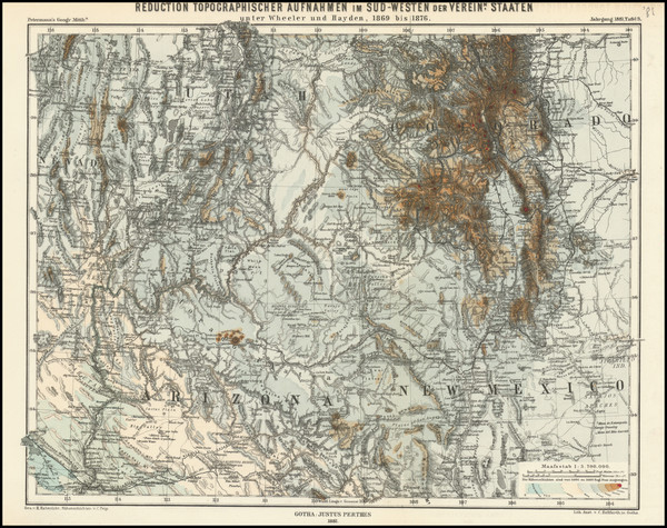 42-Southwest, Arizona, Colorado, Nevada, New Mexico and Colorado Map By Augustus Herman Petermann