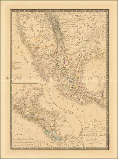 50-Texas, Southwest, Rocky Mountains and California Map By Adrien-Hubert Brué